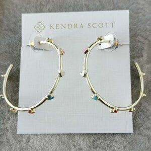 Kendra Scott Gold Multi Color Haven Heart Hoop Earrings Genuine